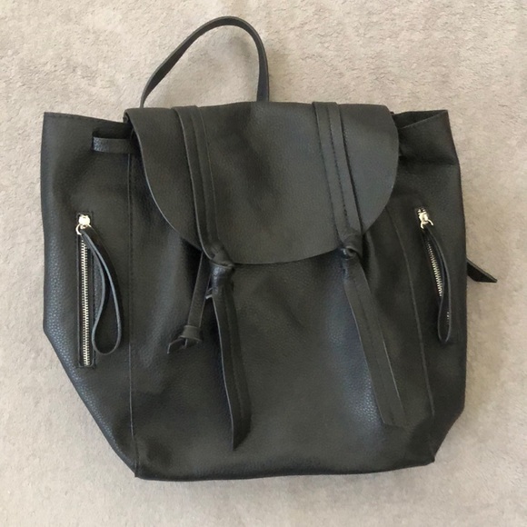 Zara Black Faux Leather Backpack - Picture 1 of 14